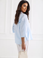 Camicia in 100% Cotone con Scollo a V e Maniche 3/4 (Lara)