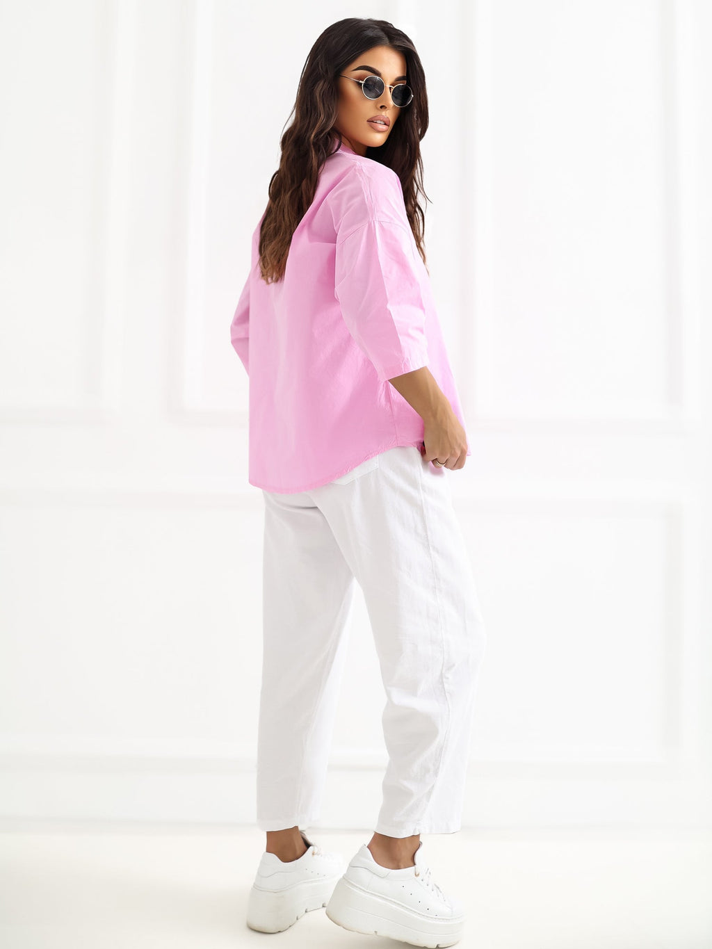 Camicia in 100% Cotone con Scollo a V e Maniche 3/4 (Lara)