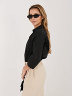 Camicia in 100% Cotone con Scollo a V e Maniche 3/4 (Lara)