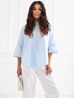 ONE SIZE / Azzurro Camicia in 100% Cotone con Scollo a V