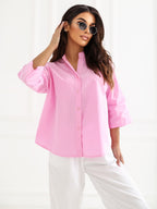 ONE SIZE / Rosa Camicia in 100% Cotone con Scollo a V