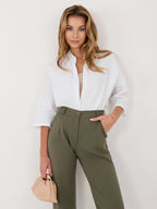 ONE SIZE / Bianco Camicia in 100% Cotone con Scollo a V