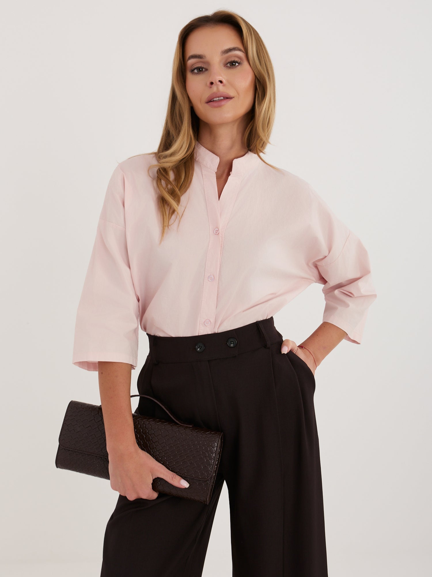 ONE SIZE / rosa 2 Camicia in 100% Cotone con Scollo a V