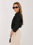 Camicia in 100% Cotone con Scollo a V e Maniche 3/4 (Lara)