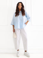 Camicia in 100% Cotone con Scollo a V e Maniche 3/4 (Lara)
