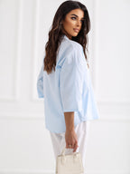 Camicia in 100% Cotone con Scollo a V e Maniche 3/4 (Lara)