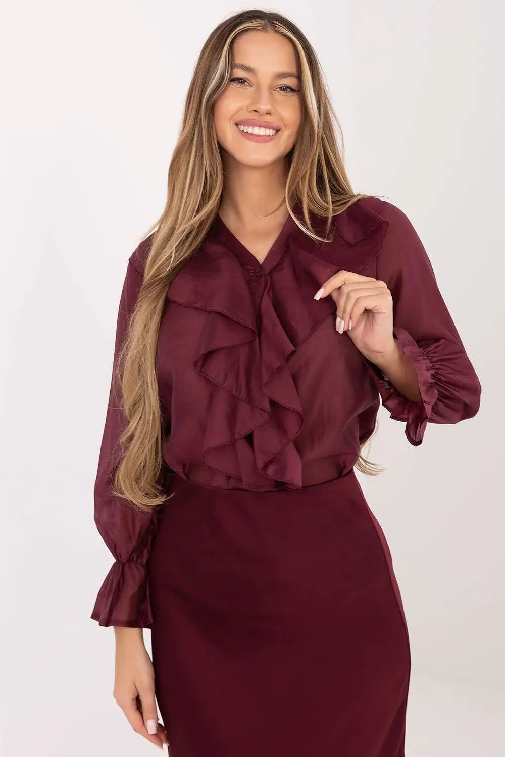 Camicia a barchetta con jabot - 221869