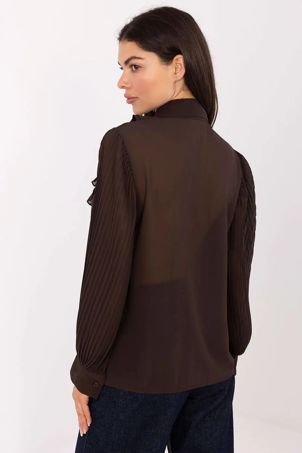 Camicia a manica lunga con colletto e plissè - 220300