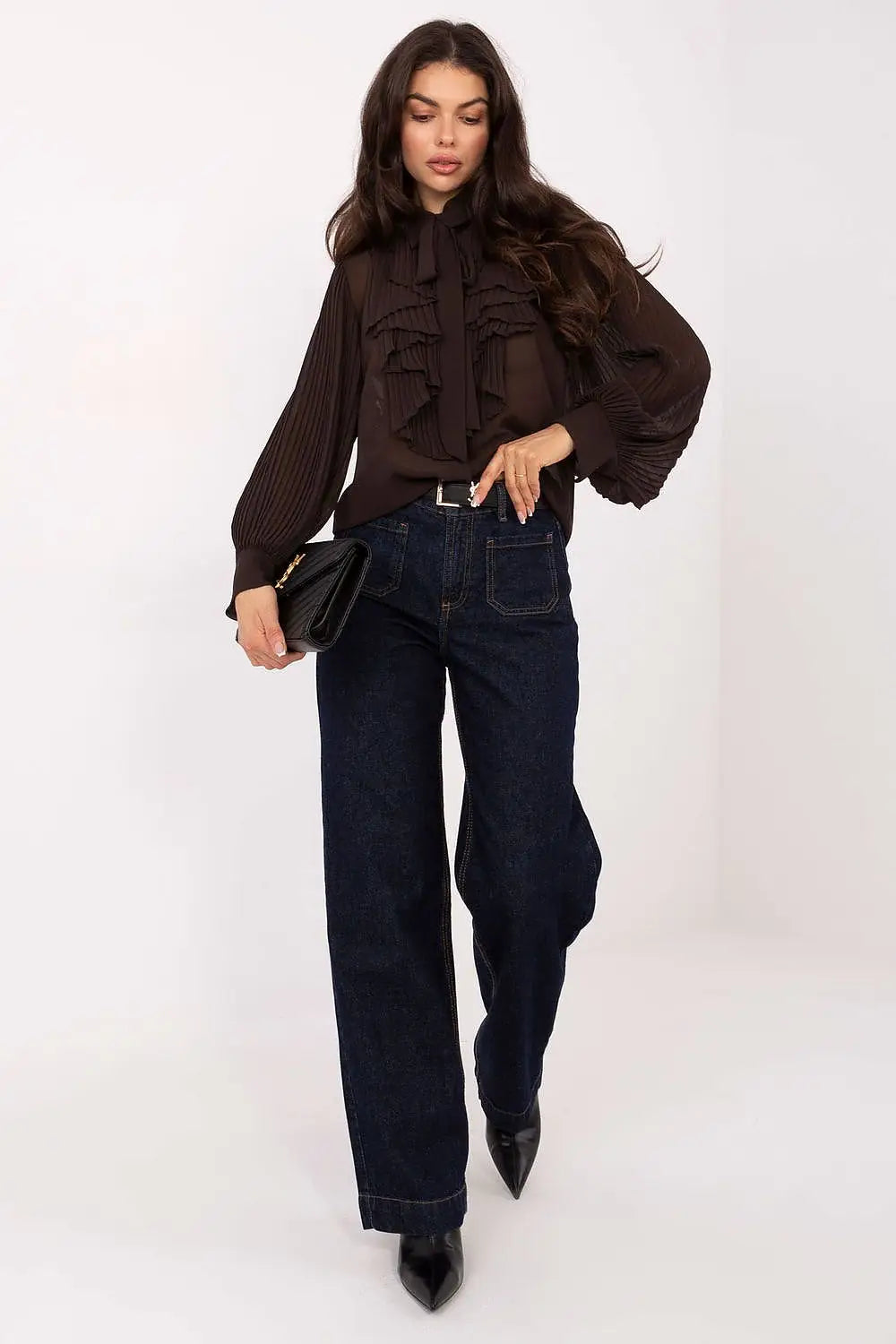 Camicia a manica lunga con colletto e plissè - 220300