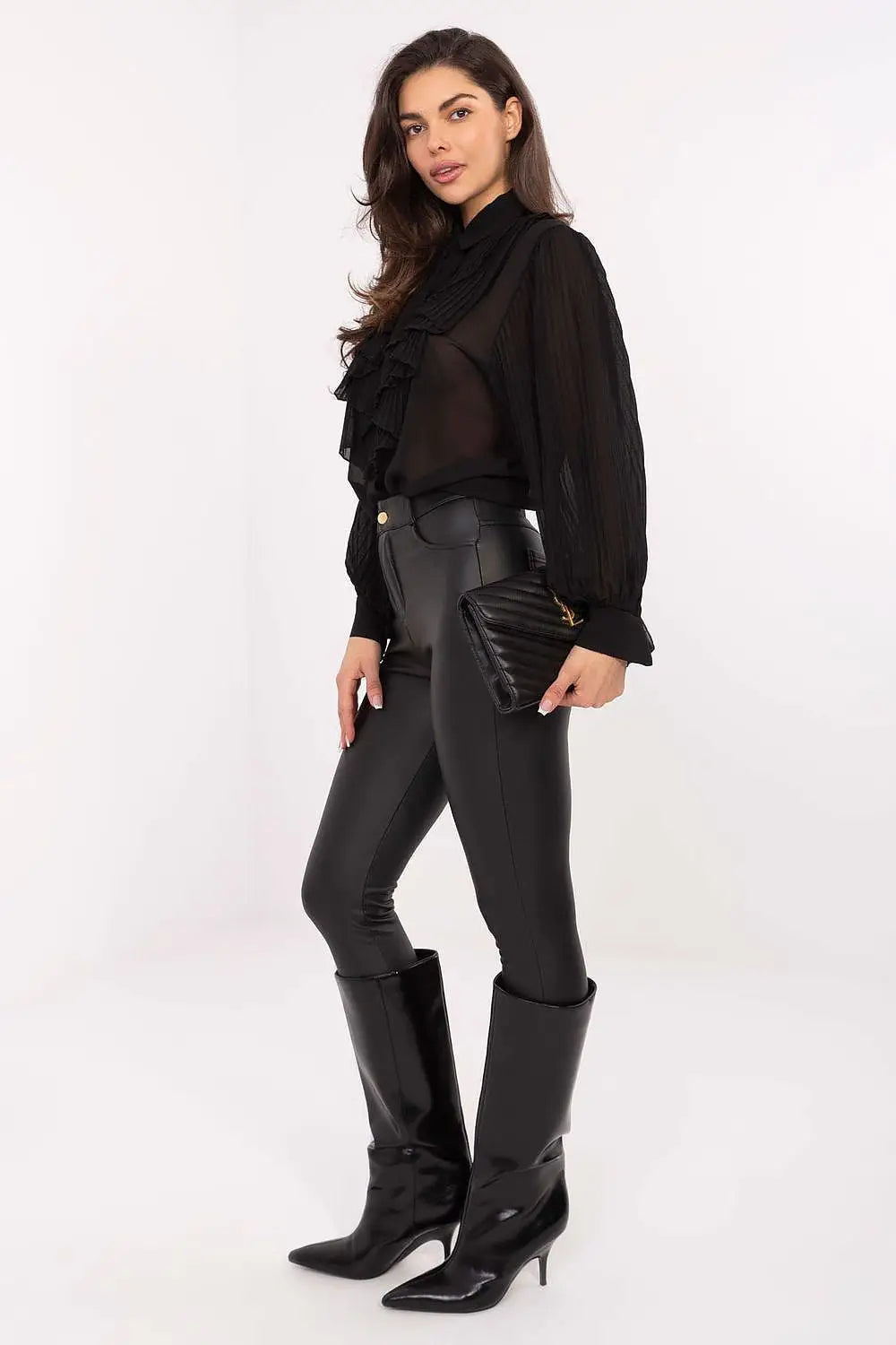 Camicia a manica lunga con colletto e plissè - 220300