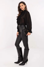 Camicia a manica lunga con colletto e plissè - 220300