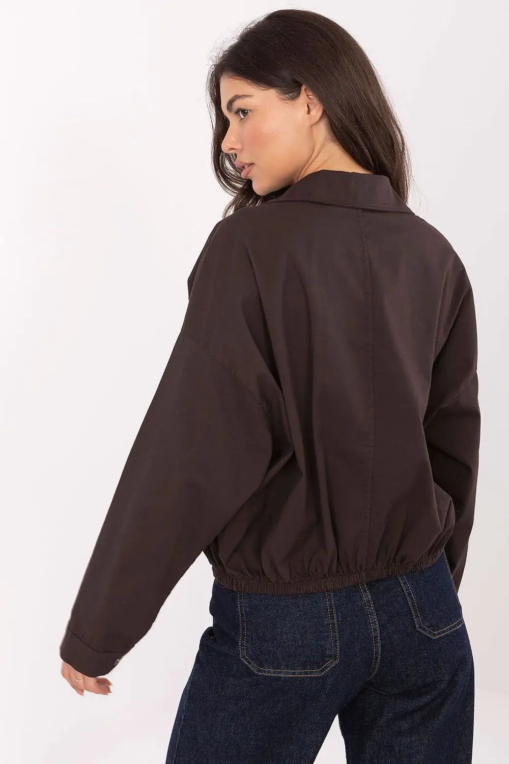 Camicia casual da donna in cotone elasticizzato con tasche