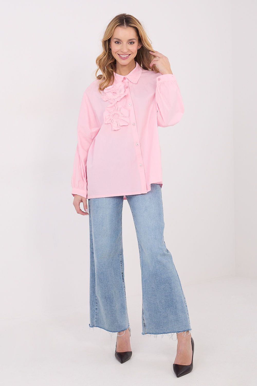 Camicia casual da donna in cotone elasticizzato - 223329