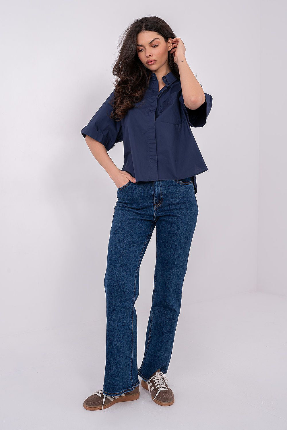 Camicia casual a manica corta in cotone di alta qualità