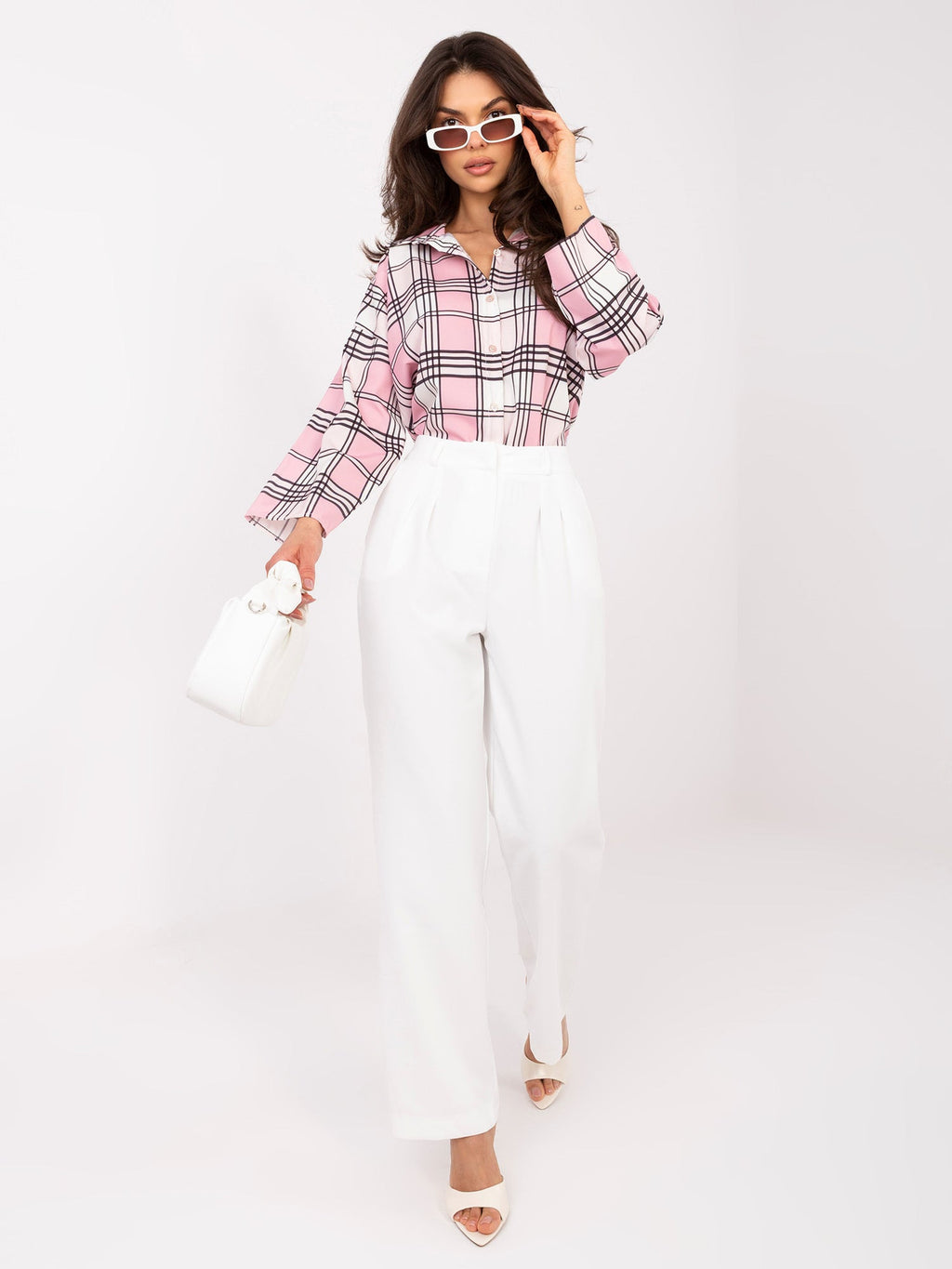 Camicia Casual a Quadri con Maniche 7/8 e Colletto (Kate)