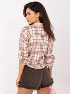 Camicia Casual a Quadri con Maniche 7/8 e Colletto (Kate)
