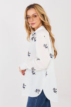 Camicia in cotone da donna con maniche lunghe e colletto