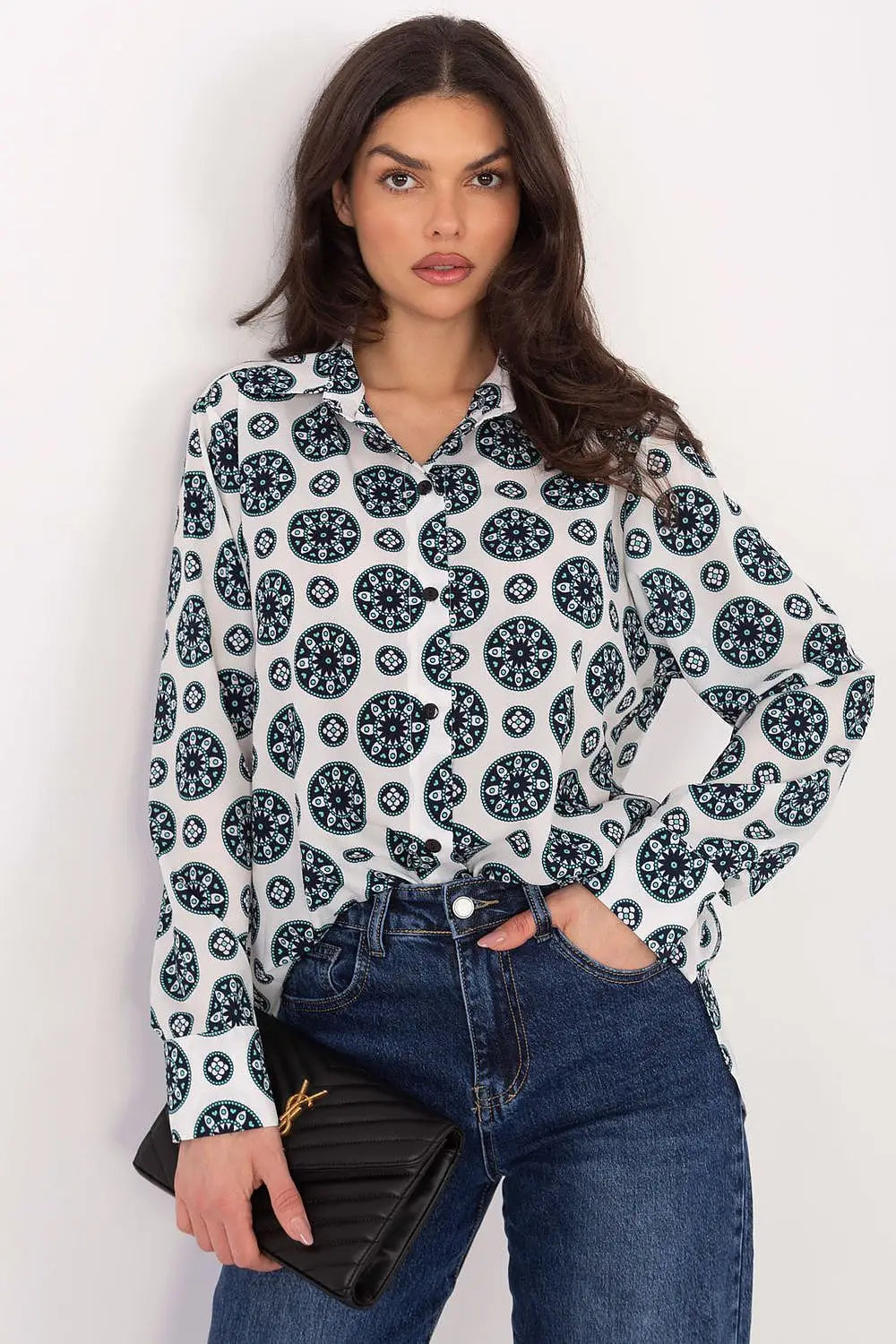 Camicia da donna con colorata e retro allungato - 222840