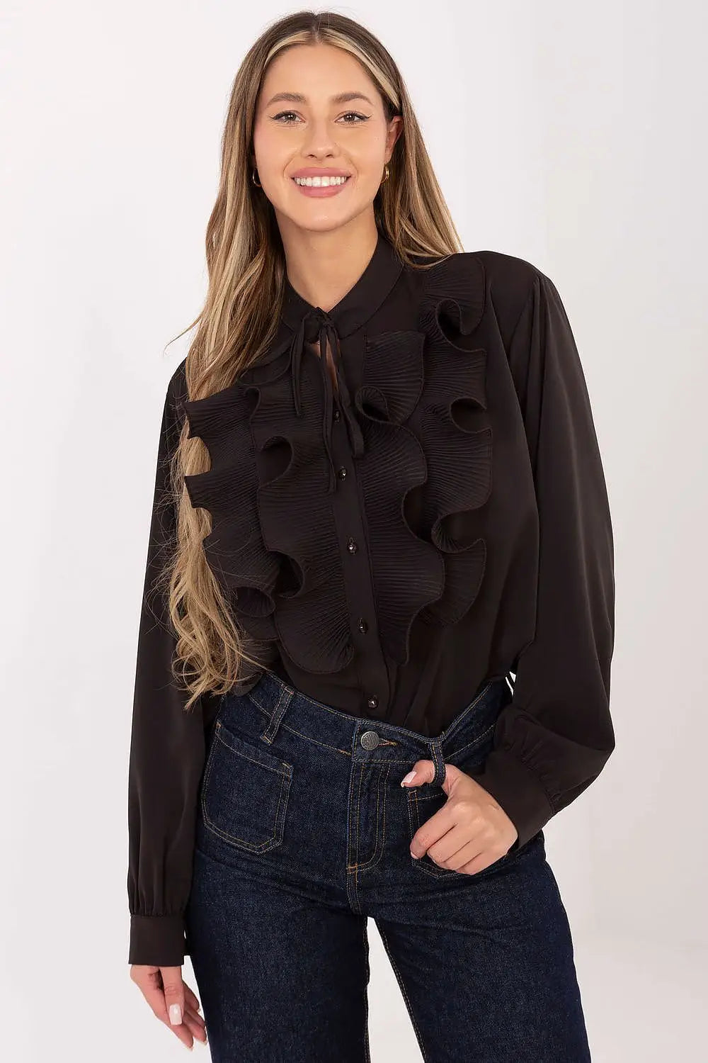 Camicia da donna con jabot plissettato - 222119