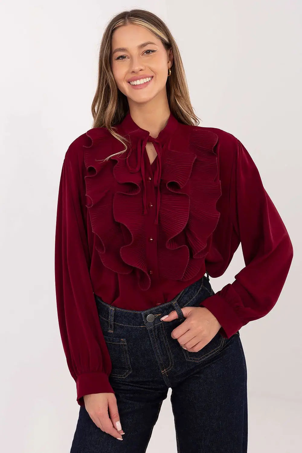 Camicia da donna con jabot plissettato - 222119