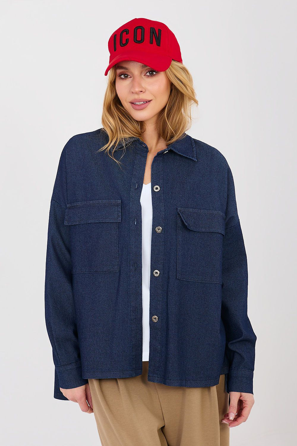 Blu / Universale Camicia denim da donna con maniche lunghe