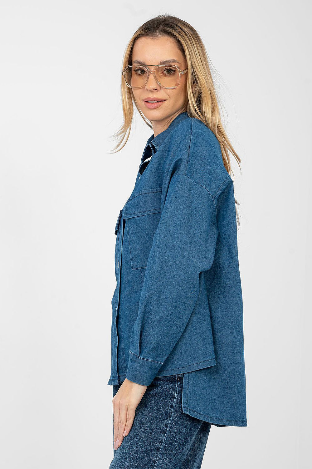 Camicia denim da donna con maniche lunghe - SARA - 224204