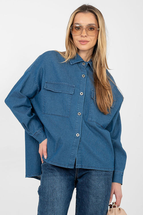Azzurro / Universale Camicia denim da donna con maniche