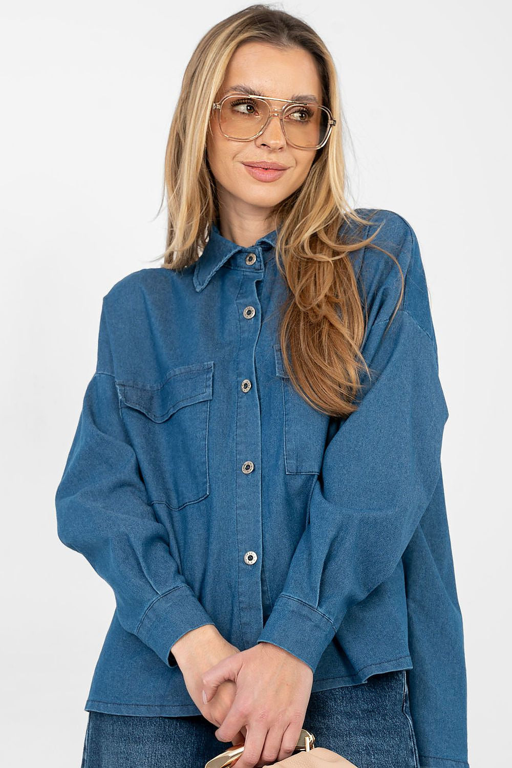 Camicia denim da donna con maniche lunghe - SARA - 224204