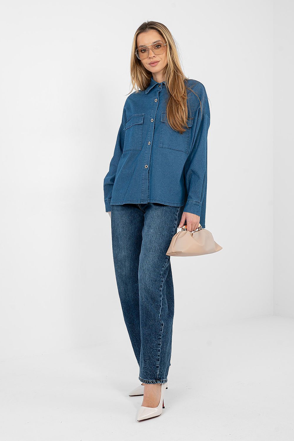 Camicia denim da donna con maniche lunghe - SARA - 224204