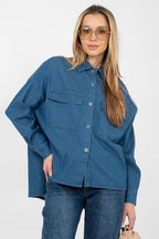 Azzurro / Universale Camicia denim da donna con maniche