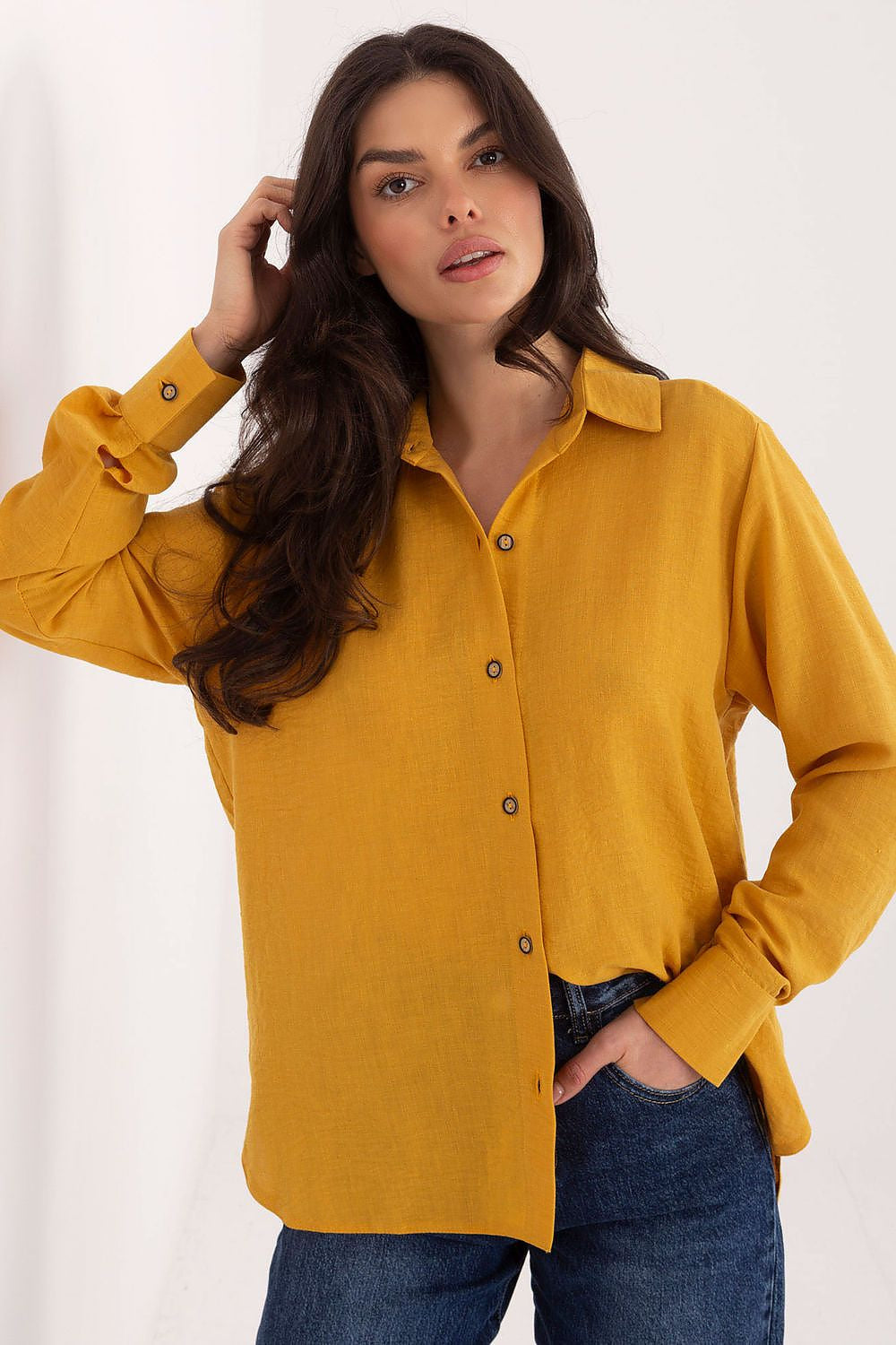 Giallo / S Camicia da donna in cotone di alta qualità