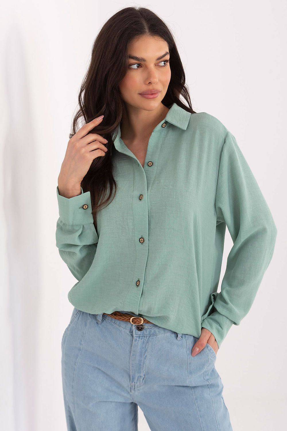 verde 2 / S Camicia da donna in cotone di alta qualità