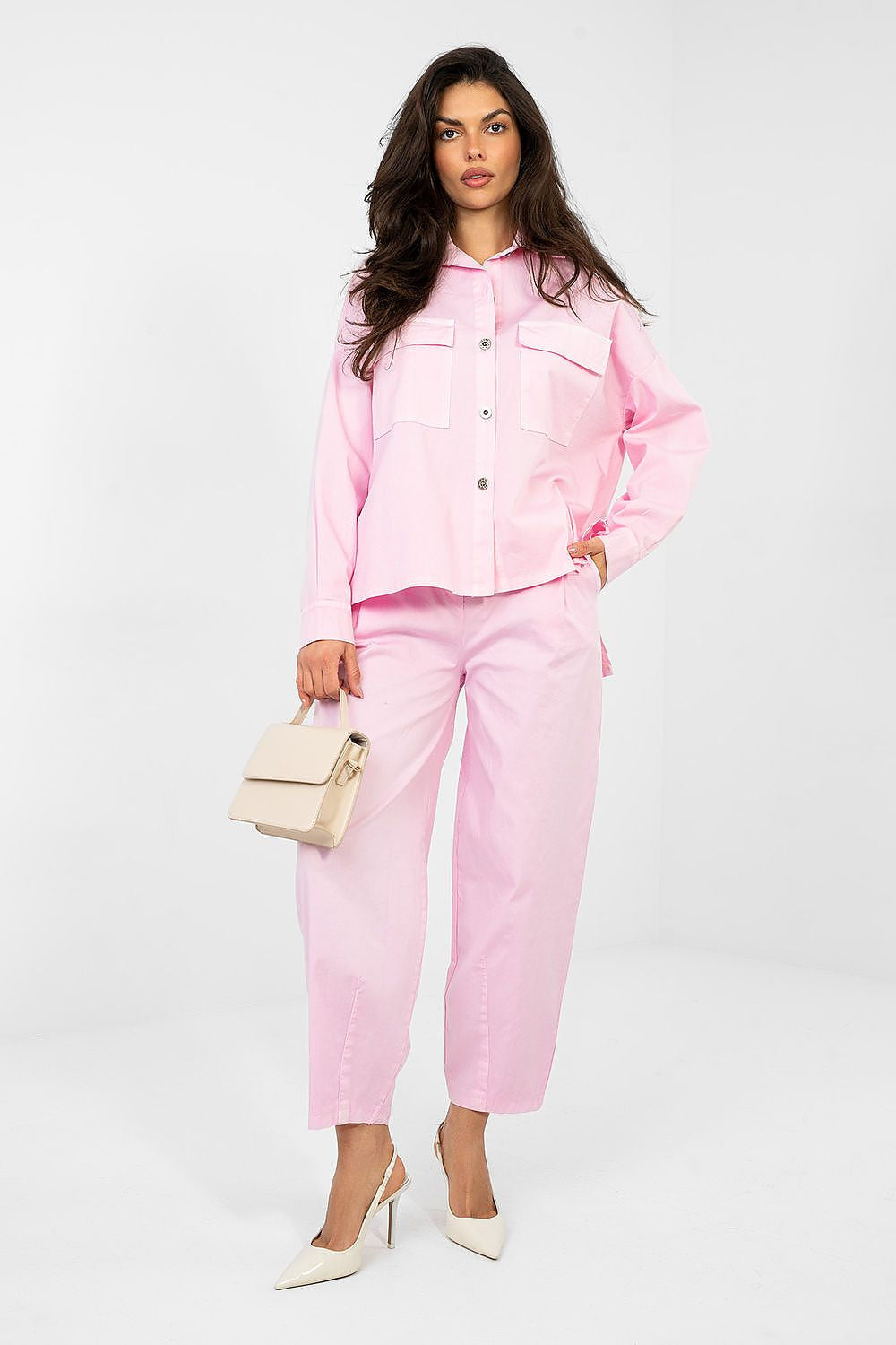 Camicia da donna in cotone elasticizzato dal taglio