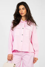 Rosa / Universale Camicia da donna in cotone elasticizzato
