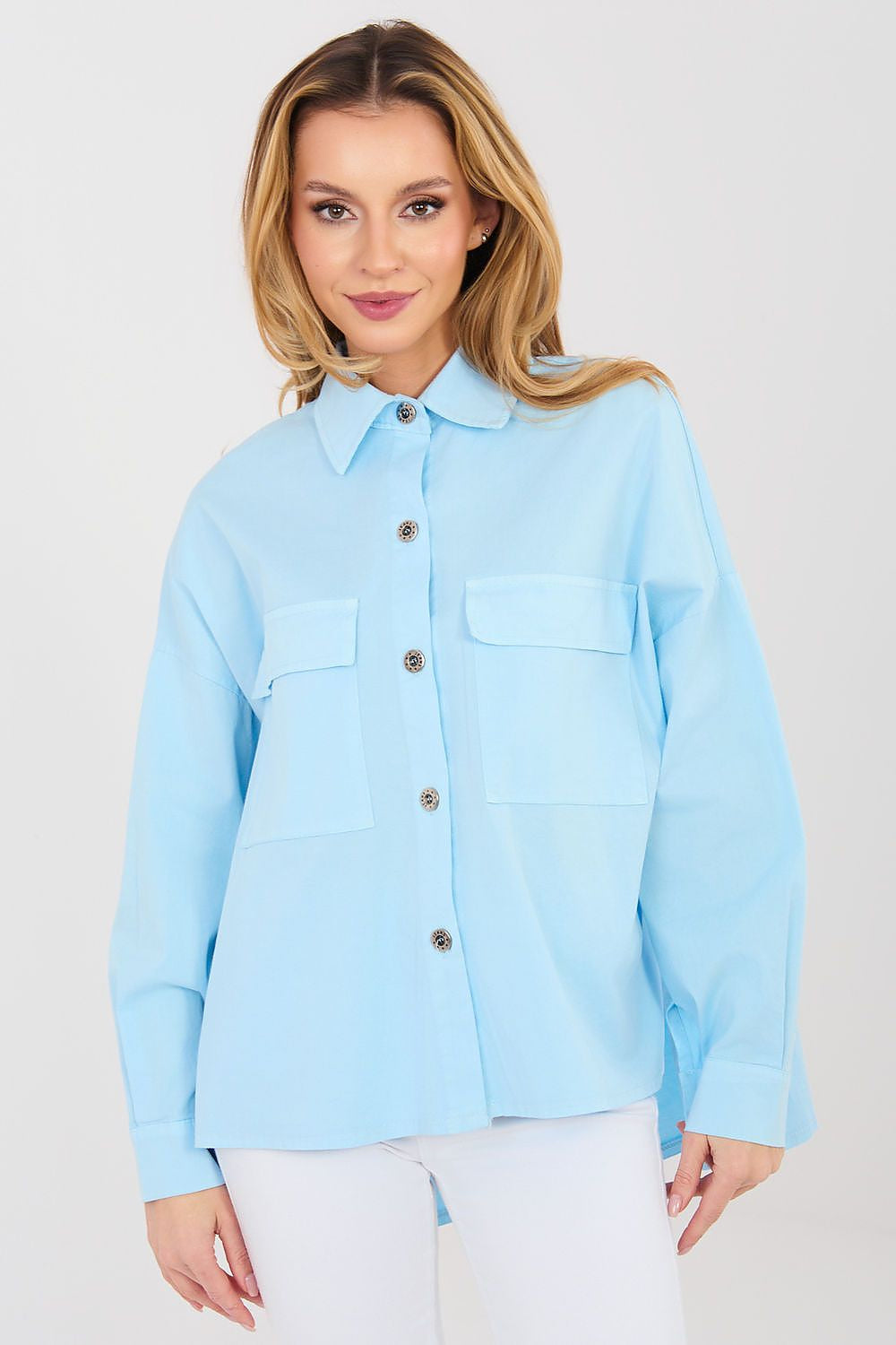 azzurro 2 / Universale Camicia da donna in cotone