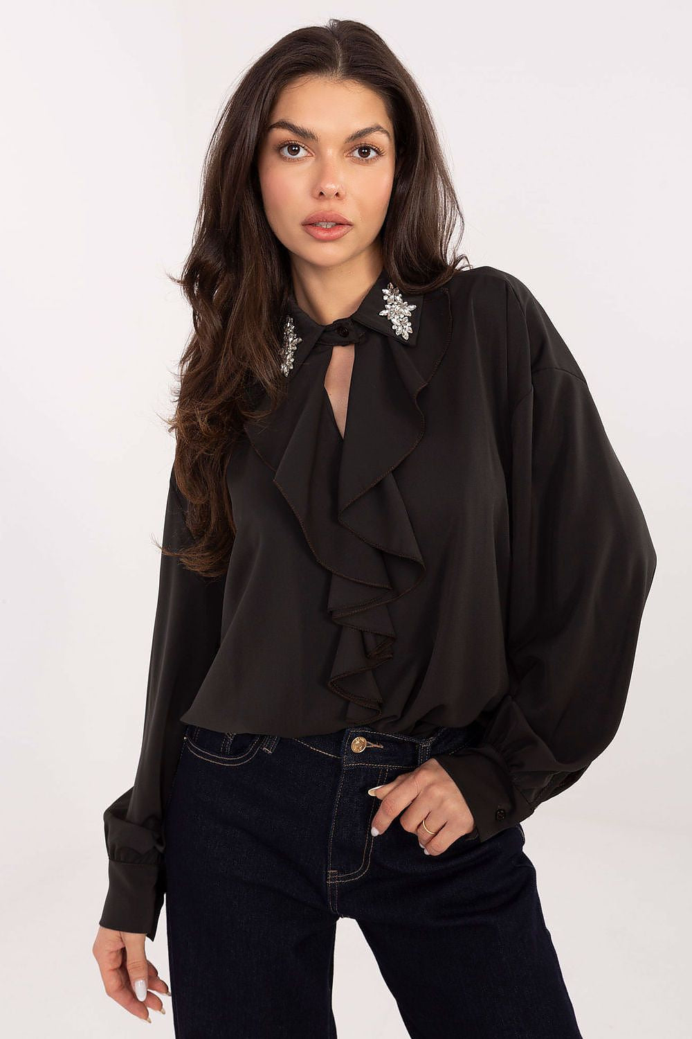 Marrone / Universale Camicia da donna elegante - 221388