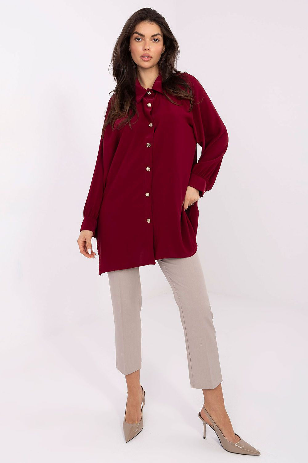 rosso 2 / Universale Camicia da donna elegante in tessuto