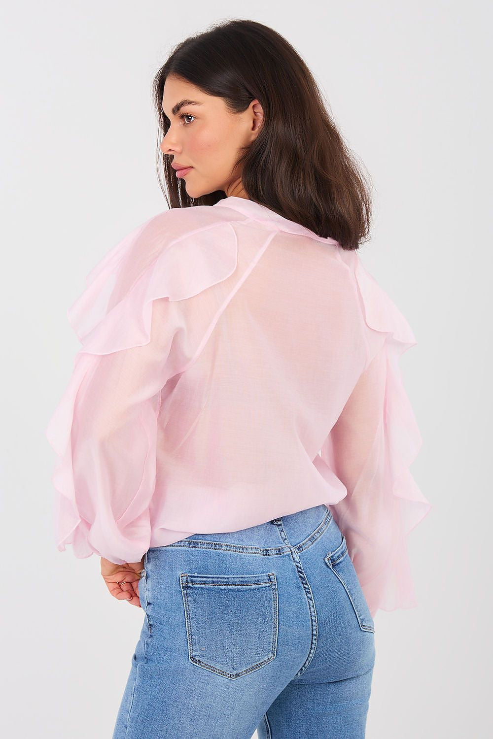 Camicia elegante in tencel senza colletto - ELEONORA