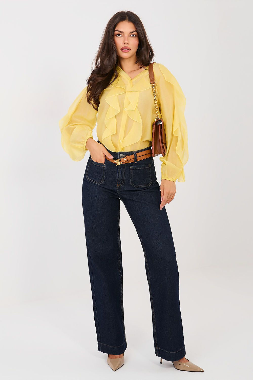 Giallo / Universale Camicia elegante in tencel senza