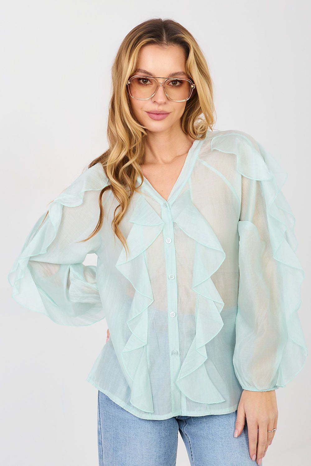 Verde / Universale Camicia elegante in tencel senza