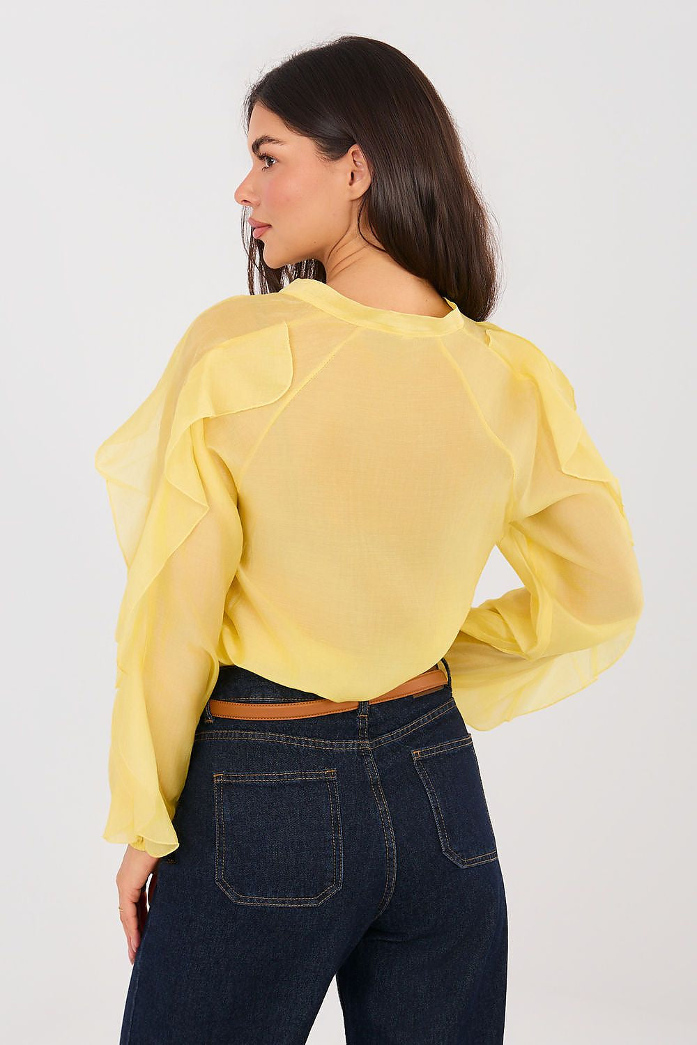 Camicia elegante in tencel senza colletto - ELEONORA