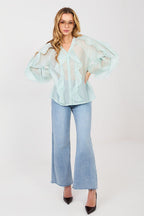 Camicia elegante in tencel senza colletto - ELEONORA