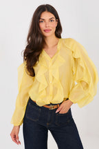 Camicia elegante in tencel senza colletto - ELEONORA