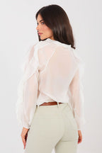 Camicia elegante in tencel senza colletto - ELEONORA