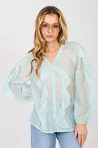 Verde / Universale Camicia elegante in tencel senza