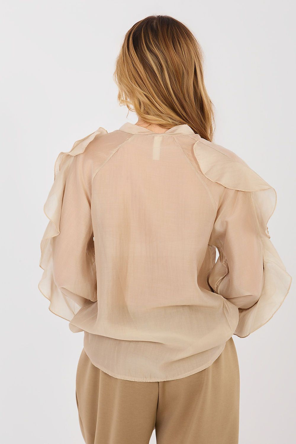 Camicia elegante in tencel senza colletto - ELEONORA