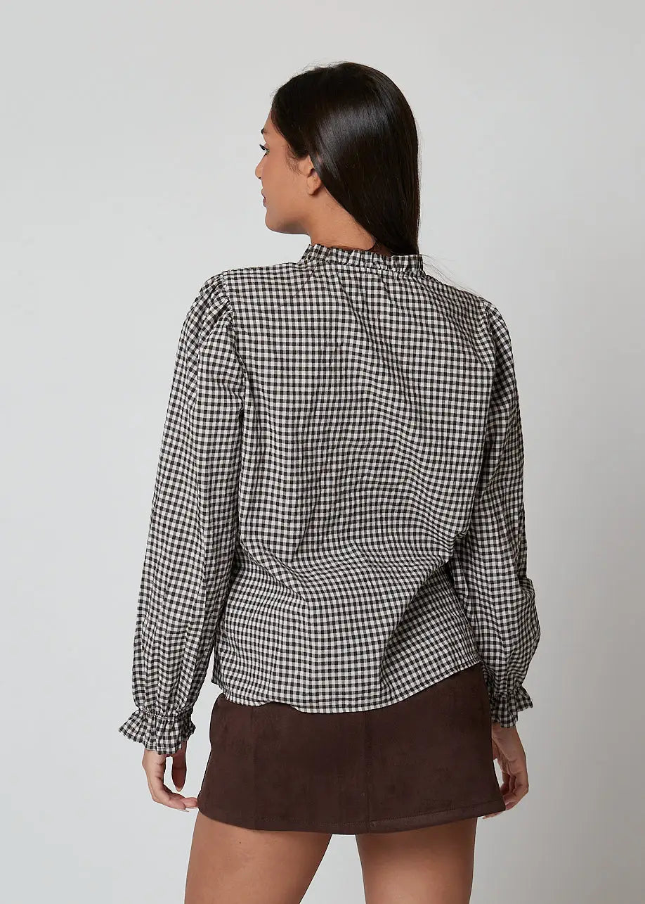 Camicia in cotone elasticizzato a quadretti - 300035