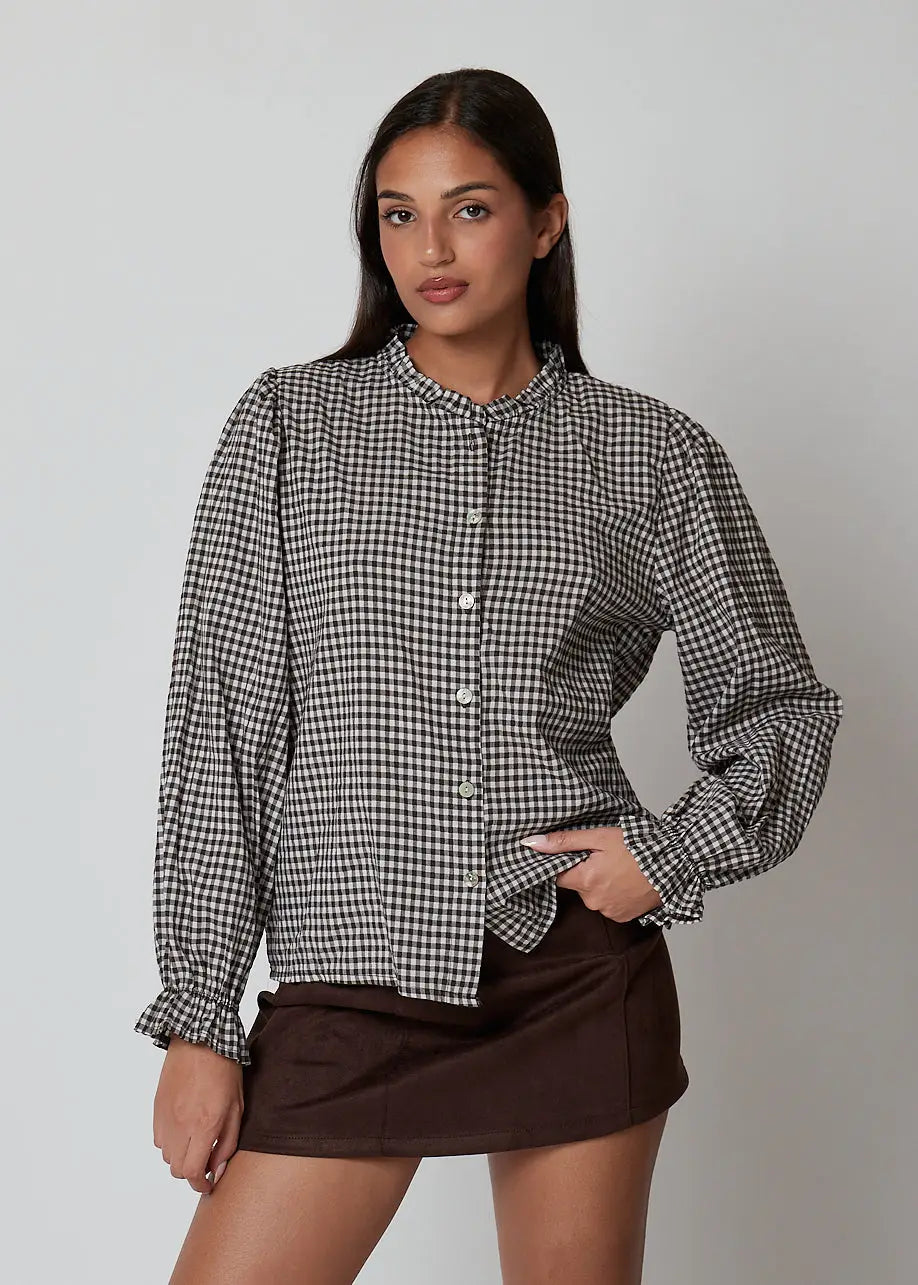 Camicia in cotone elasticizzato a quadretti - 300035