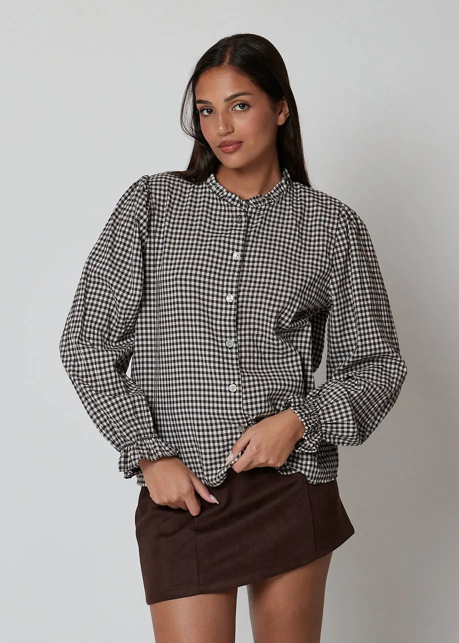 Camicia in cotone elasticizzato a quadretti - 300035