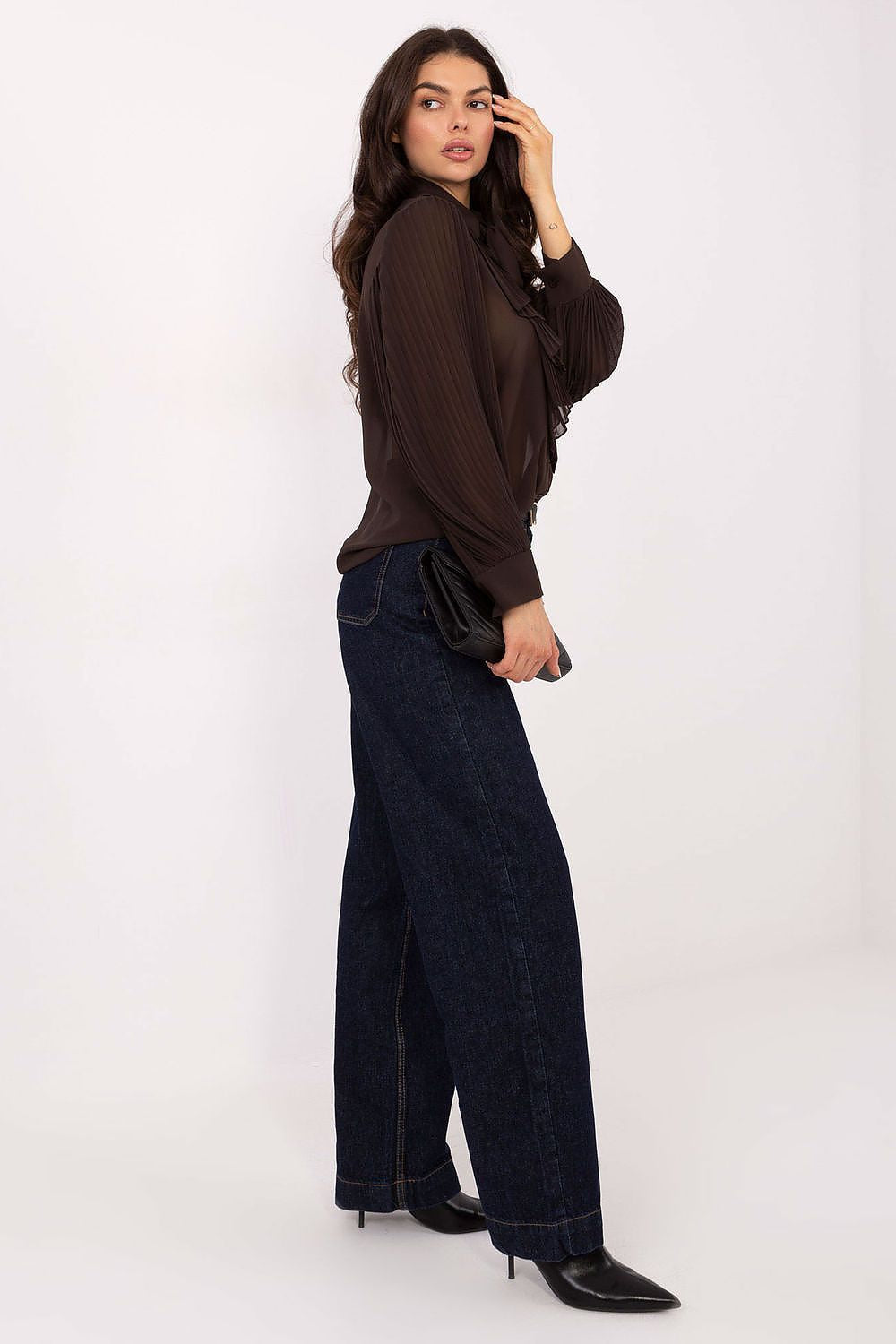 Camicia a manica lunga con colletto e plissè - 220300